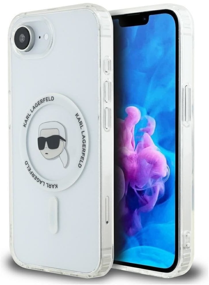 Etui Karl Lagerfeld IML Metal Karl Head MagSafe do iPhone 16e biały