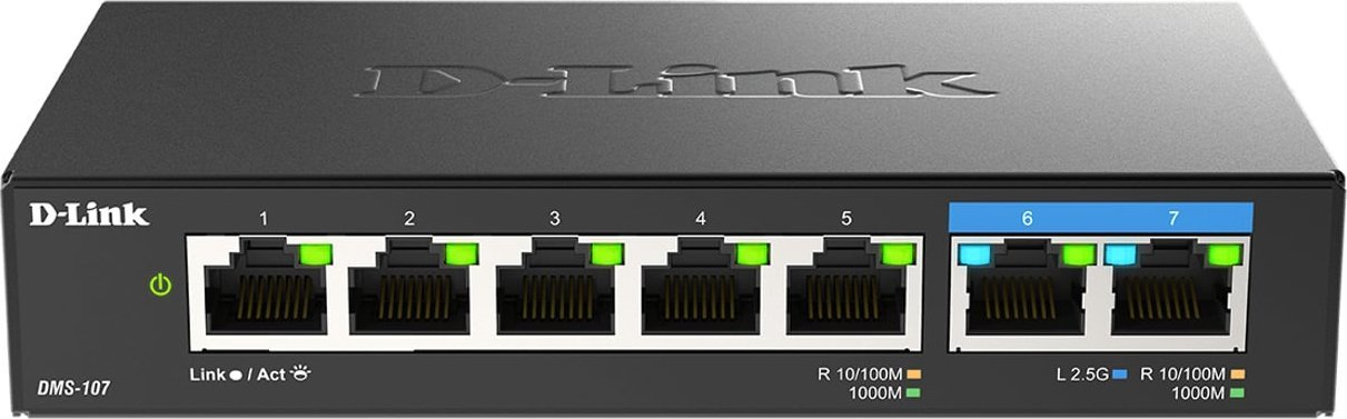 D-Link D-Link DMS-107/E łącza sieciowe Nie zarządzany Gigabit Ethernet (10/100/1000) Czarny