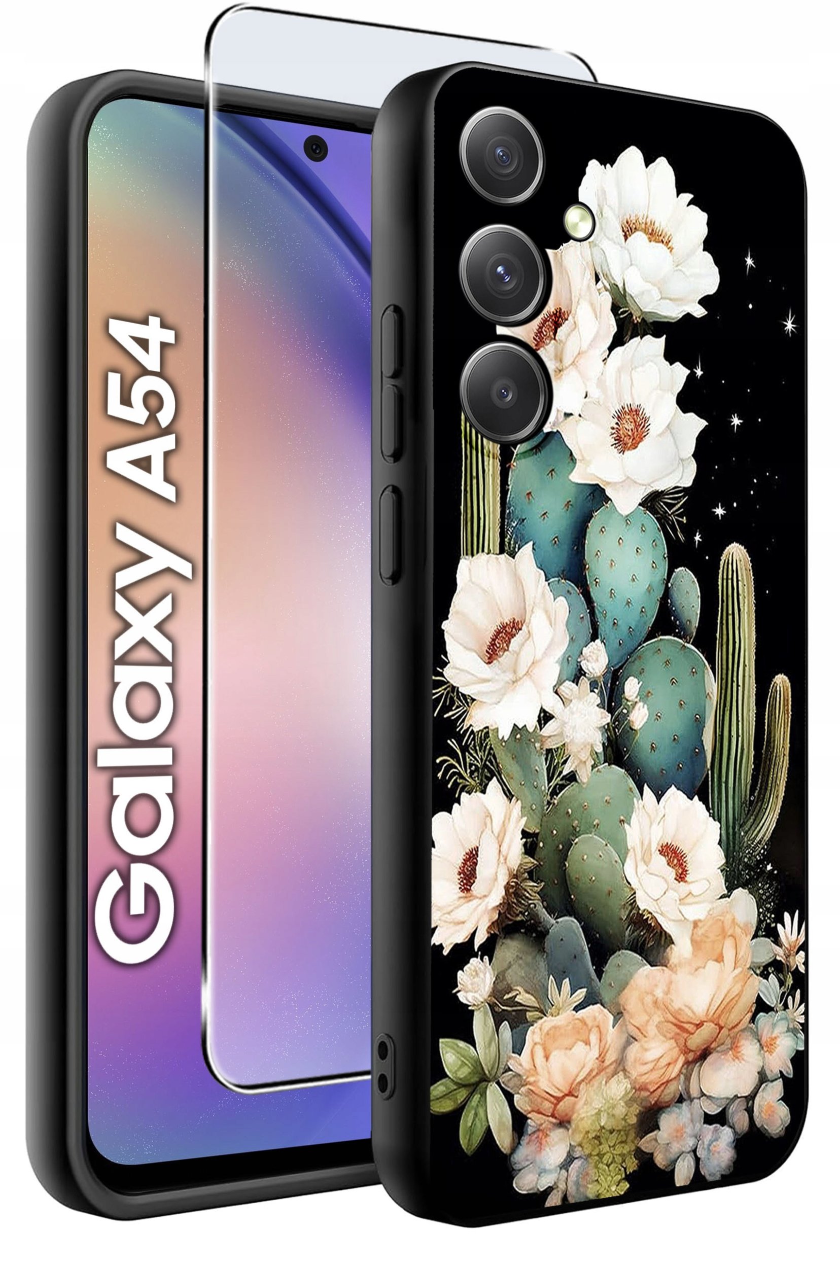 ETUI do Samsung A54 5G WZORY | SILIKONOWE MATT CASE + SZKŁO 9H