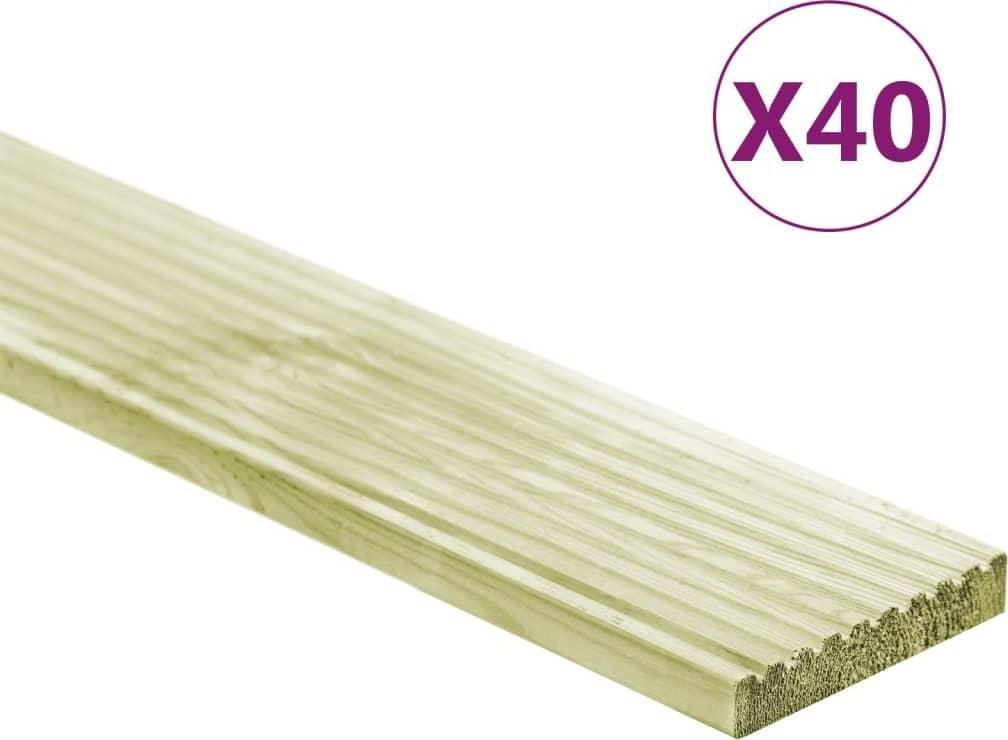 vidaXL vidaXL Deski tarasowe, 40 szt., 5,8 m, 1 m, impregnowana sosna