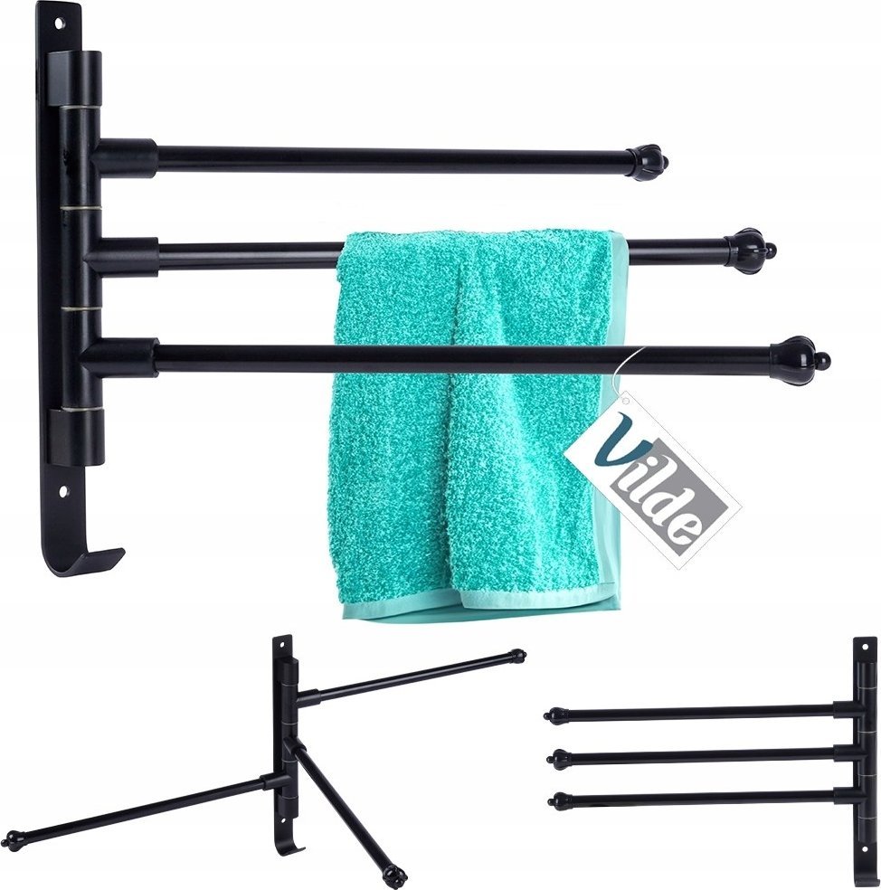 Vilde Wieszak na ręczniki aluminiowy czarny obrotowy 30 cm
