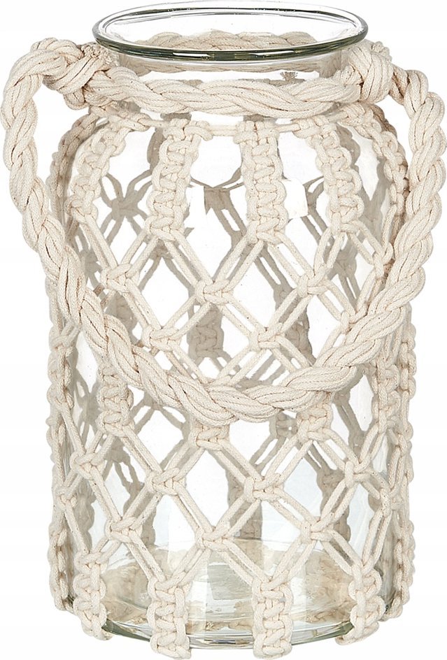 Beliani Lampion Szklany Makrama 28 Cm Biały Jalebi!