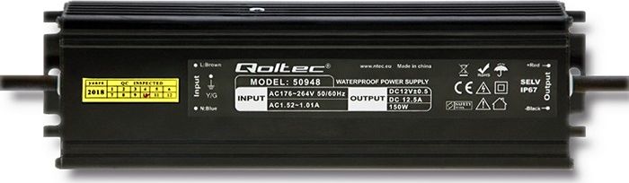 Qoltec impulsowy LED | IP67 | 150W | 12V | 12.5A | Wodoodporny (50948)