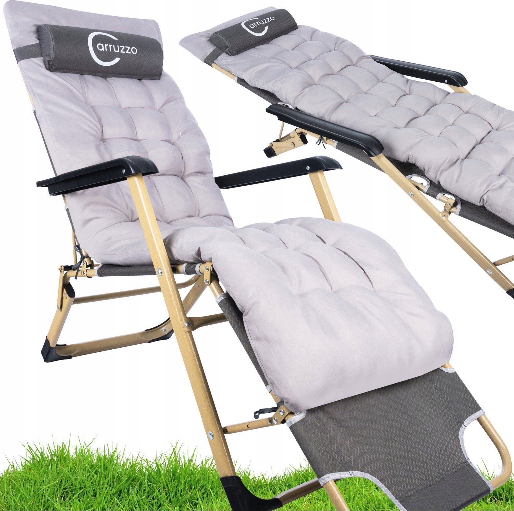 Carruzzo L66H1 SKŁADANY LEŻAK OGRODOWY FOTEL + PODUSZKA
