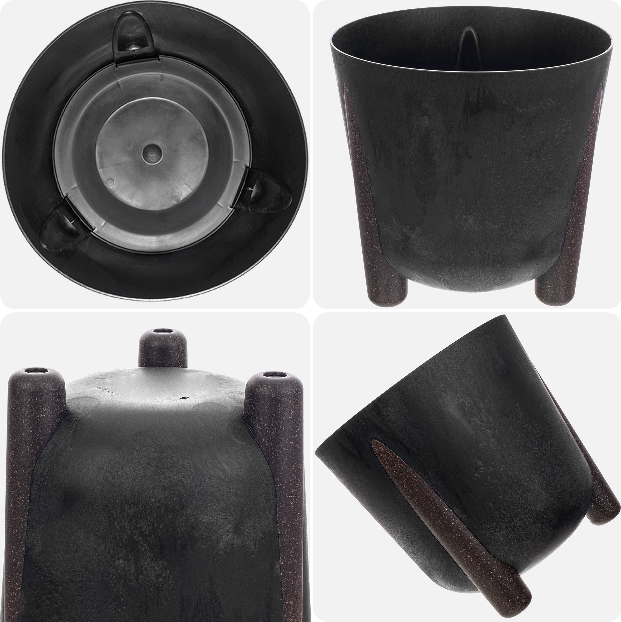 Kadax KADAX Doniczka Donica Na Kwiaty Osłonka Nóżki + Wkład Kwietnik 18cm Czarna