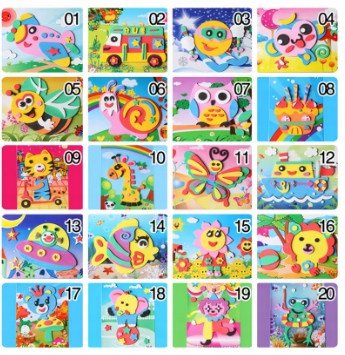 Wyklejanka piankowa manualna dla dzieci Naklejka Naklejki 20 Arkuszy