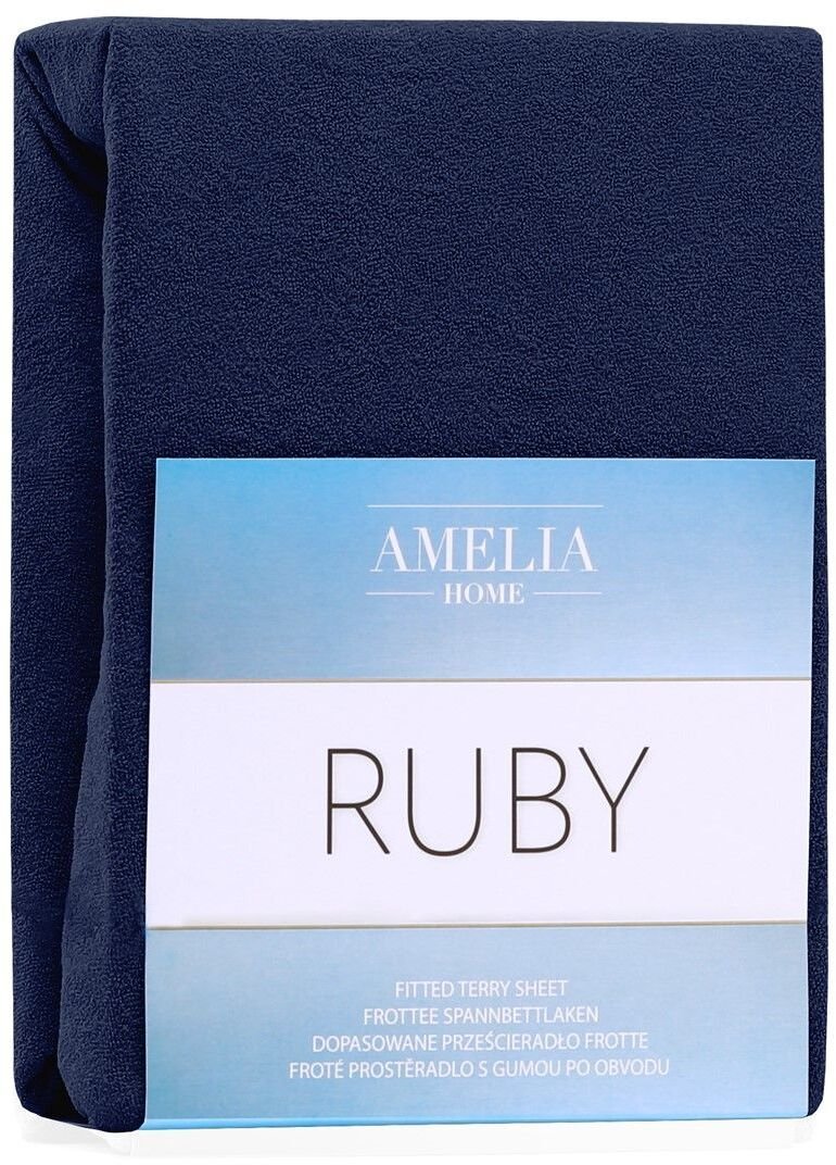 Prześcieradło frotte z gumką 90x200 indygo Ruby AmeliaHome