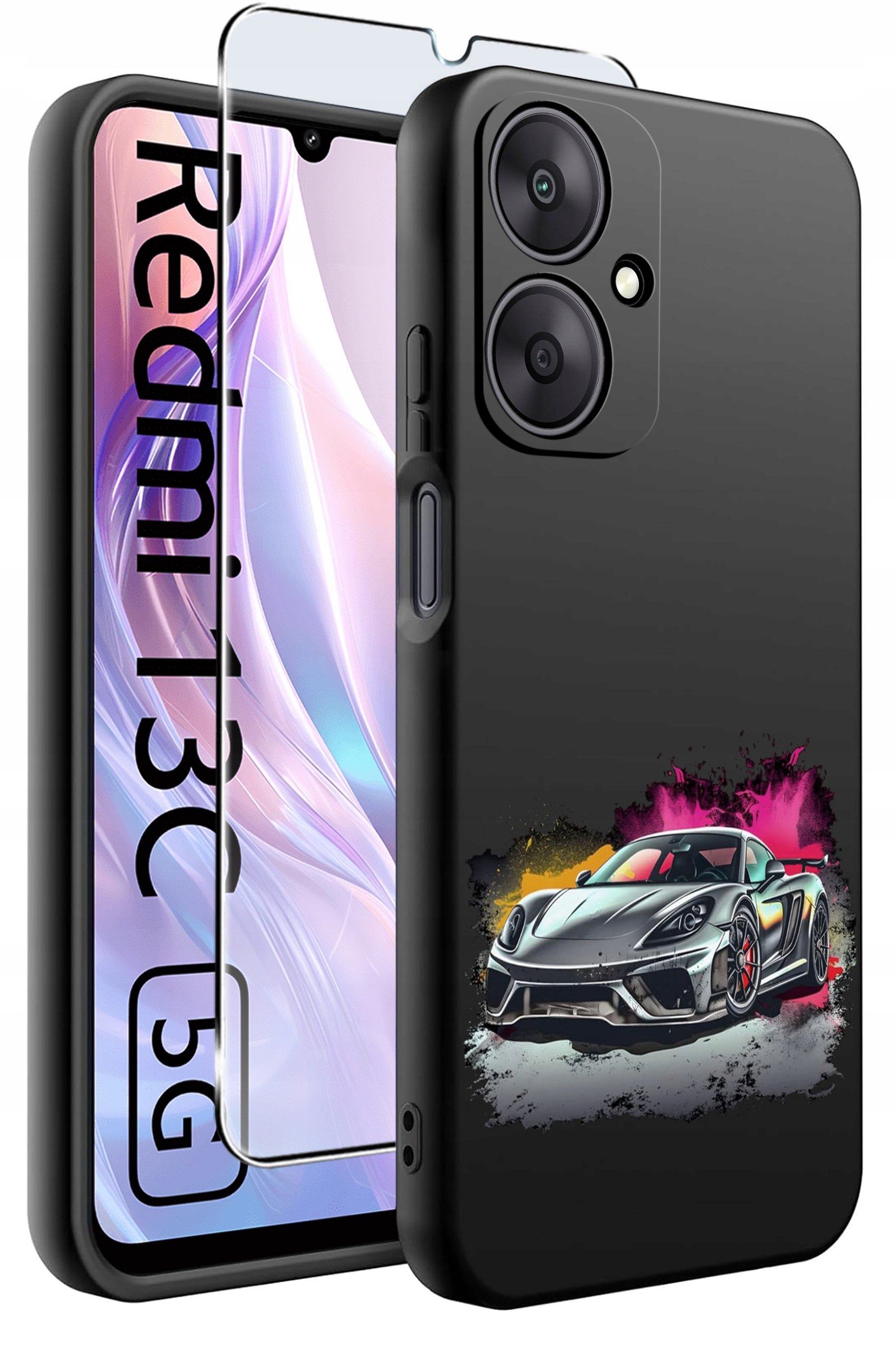 ETUI do Xiaomi Redmi 13C 5G WZORY |SILIKONOWE MATT CASE +SZKŁO HARTOWANE 9H