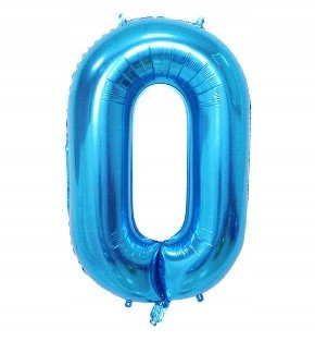 Balon Foliowy Na Hel CYFRA - 0 kolor NIEBIESKI - 80CM