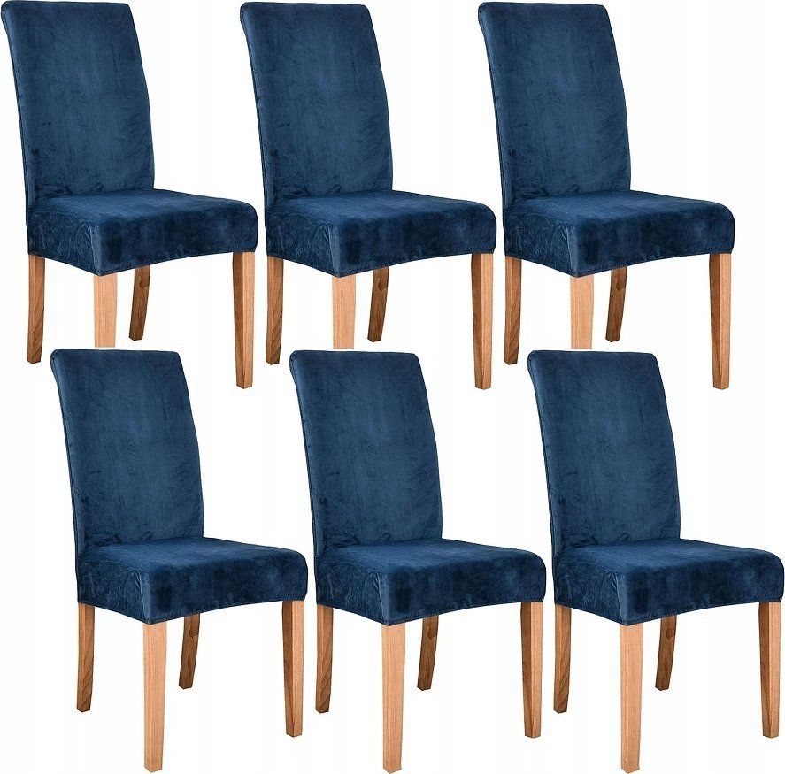 GALAXIA POKROWCE NA KRZESŁA 6 SZT WELUR Uniwersalne Welurowe Elastyczne WESELNE