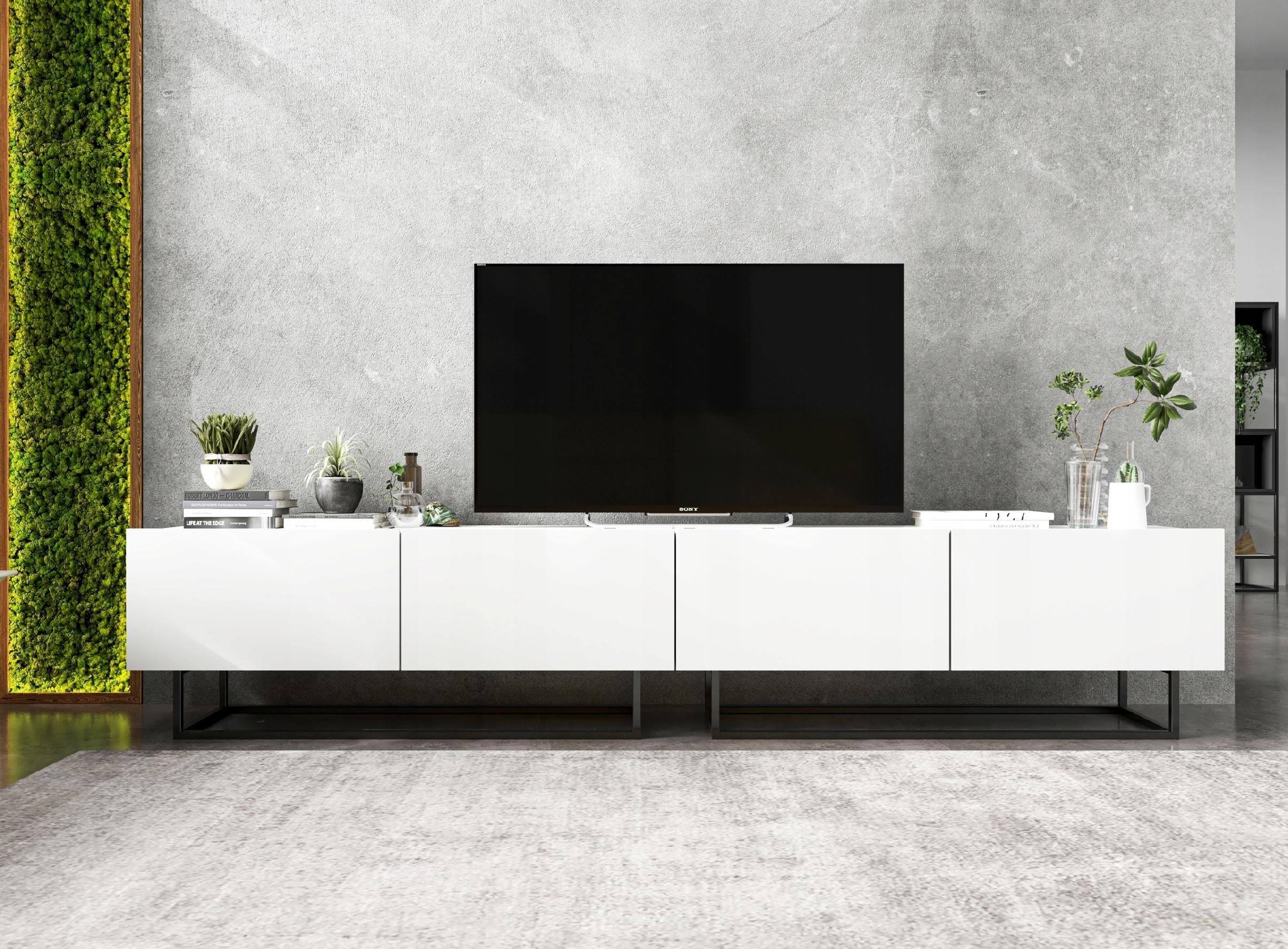 Meble Lindner Szafka RTV Loft Industrialna komoda biała 240 cm