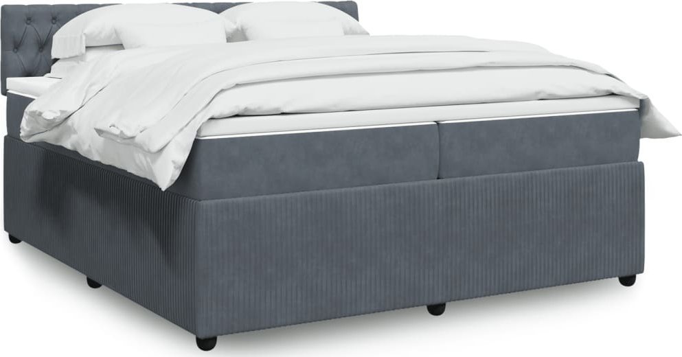 vidaXL vidaXL Łóżko kontynentalne z materacem, ciemnoszary aksamit, 200x200cm