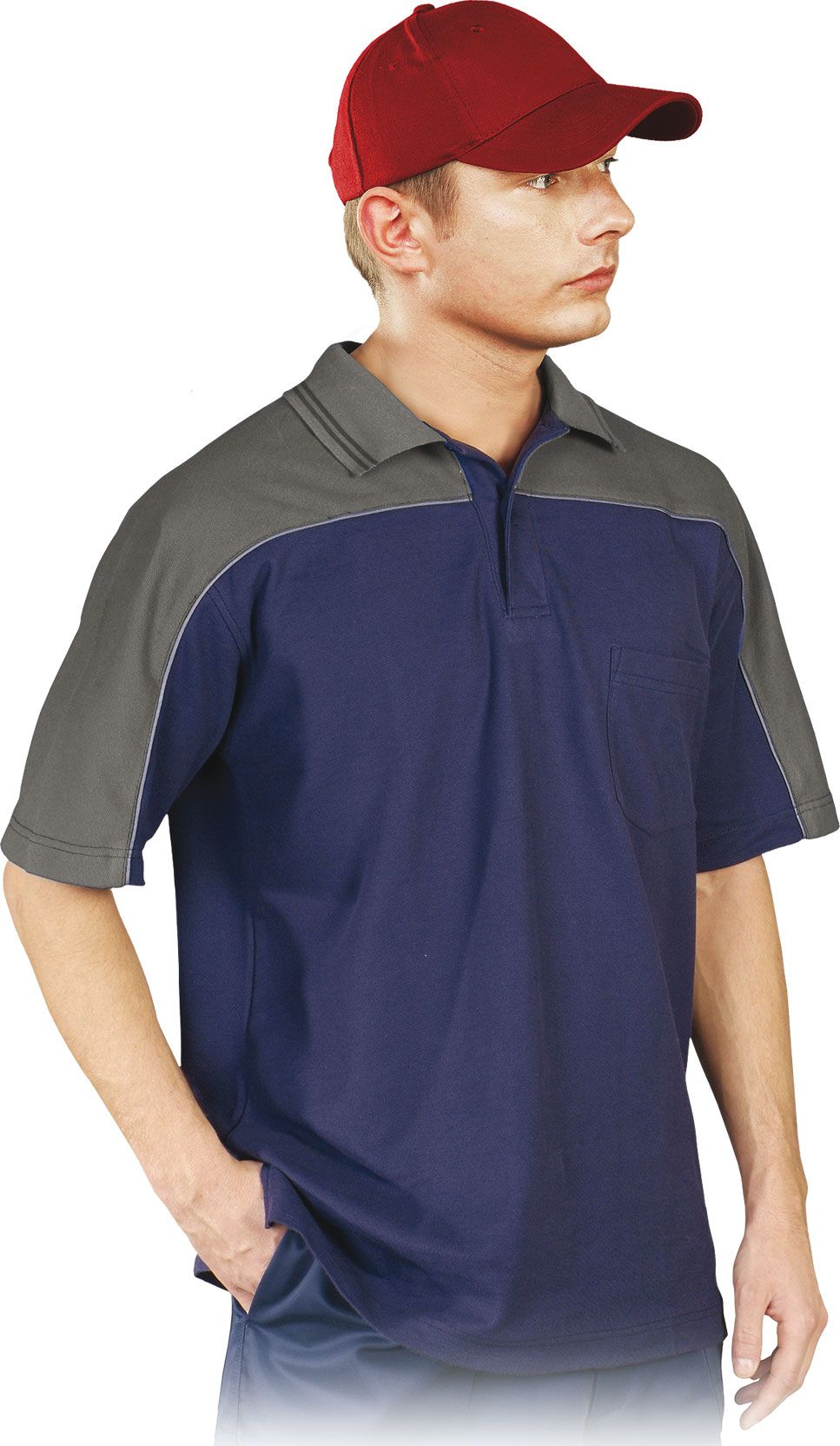 Reis Polo-Forest Koszulka Robocza Granat Szara Polo - S