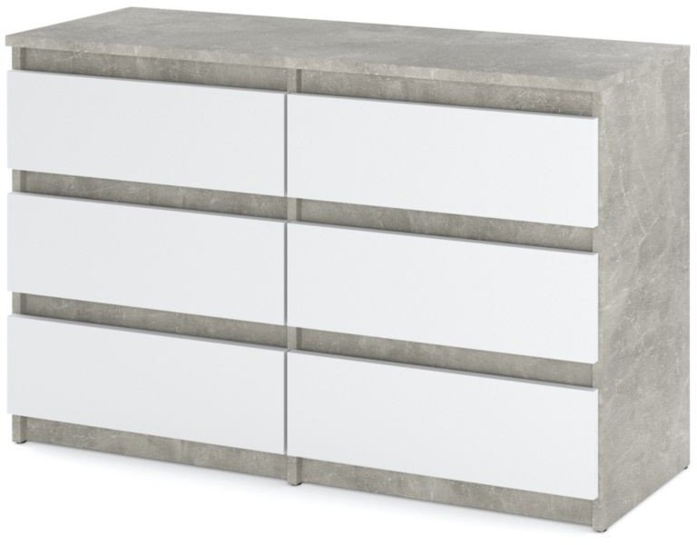 Komoda Z 6 Szufladami Do Salonu Hugo Pojemna Szafka Rtv Beton Biały Mat