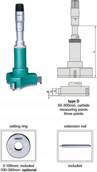 Insize SREDNICOWKA 3-PKT. ANALOG. 125-150