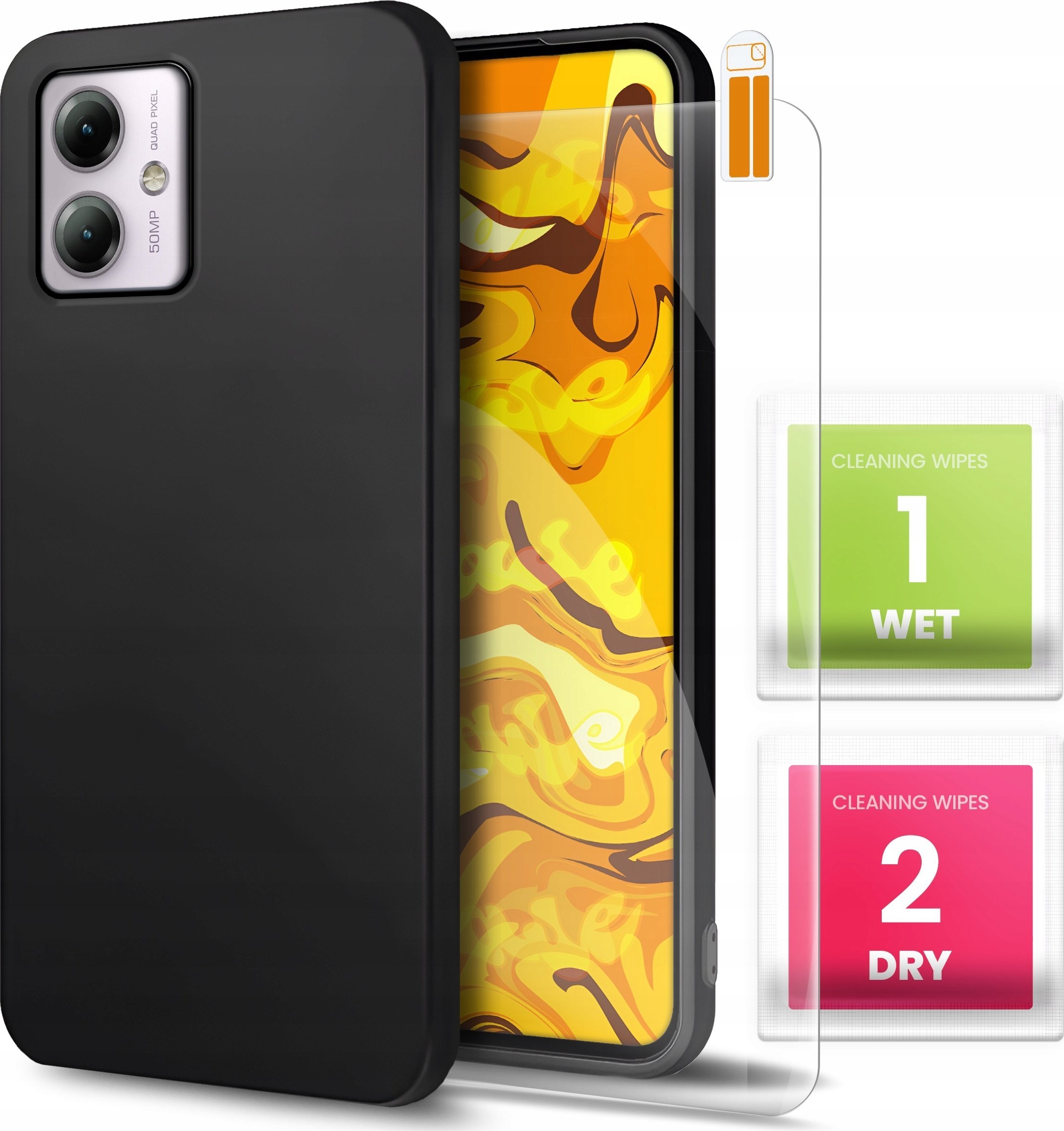 Hello Case Etui do Motorola Moto G14 (Czarne, Matowe, Obudowa Slim, Silikon) SZKŁO