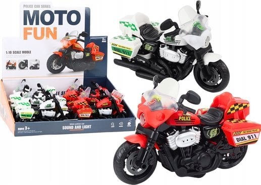 LeanToys Motocykl Policyjny 1:10 Światła Dźwięki Biały Czerwony
