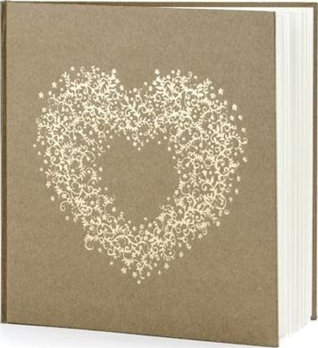 Party Deco Księga Gości, papier kraft ze złotym sercem, 20,5x20,5cm, 22 kartki uniwersalny