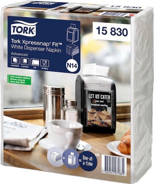 Tork Tork Xpressnap Fit - Serwetki dyspenserowe, N14, 2-warstwy, advanced - Białe