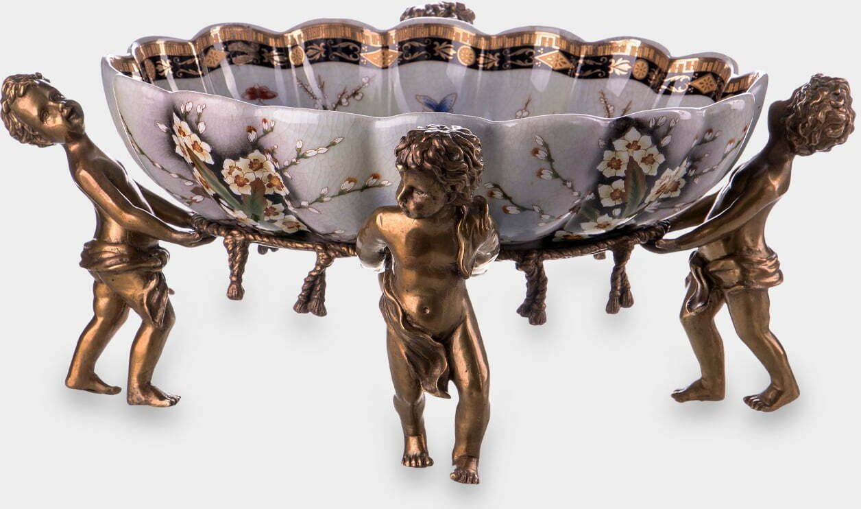 rzezbyzbrazu Porcelanowa Misa z Aniołkami i Ptakami