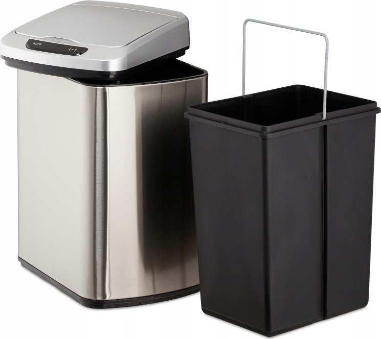 Kosz na śmieci TurboTronic Śmietnik kosz na śmieci bezdotykowy automatyczny 12 l srebrny POWYSTAWOWY