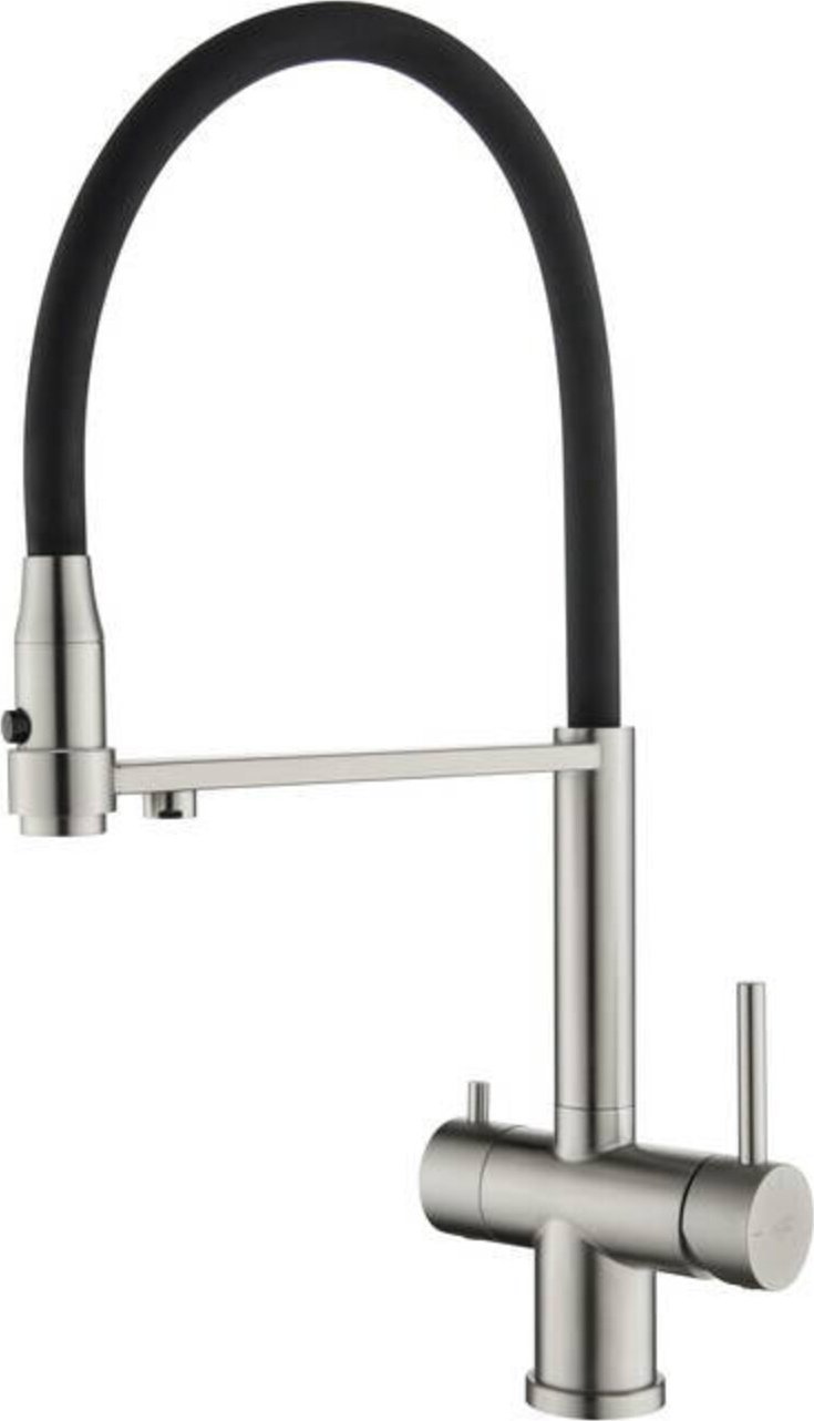 Bateria kuchenna Blue Water Blue Water Tusar Stal Trójdrożna bateria kuchenna z elastyczną wyjmowaną wylewką