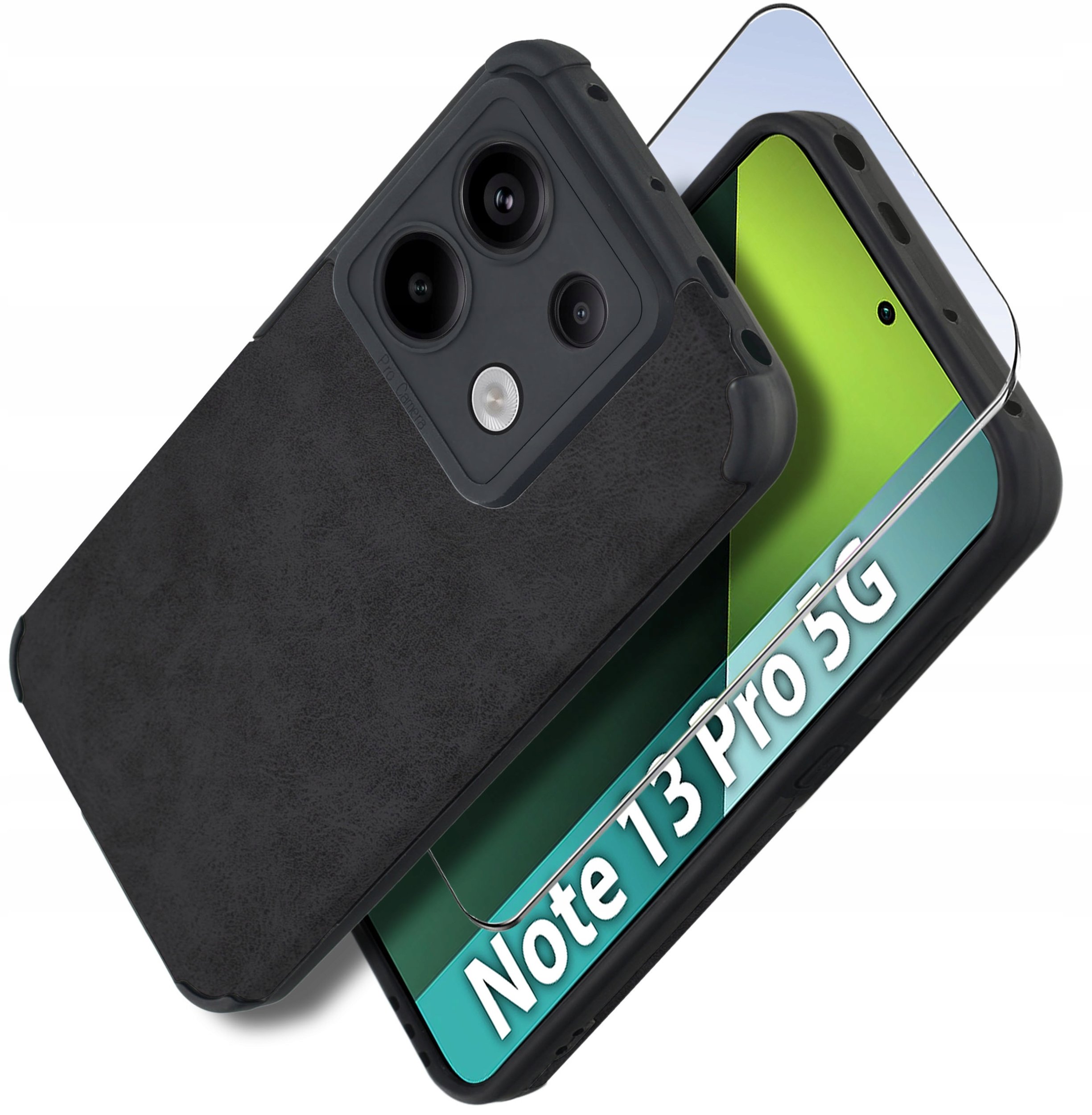 Etui do Xiaomi Redmi Note 13 Pro 5G silikonowe SKÓRZANE VINTAGE + Szkło 9H