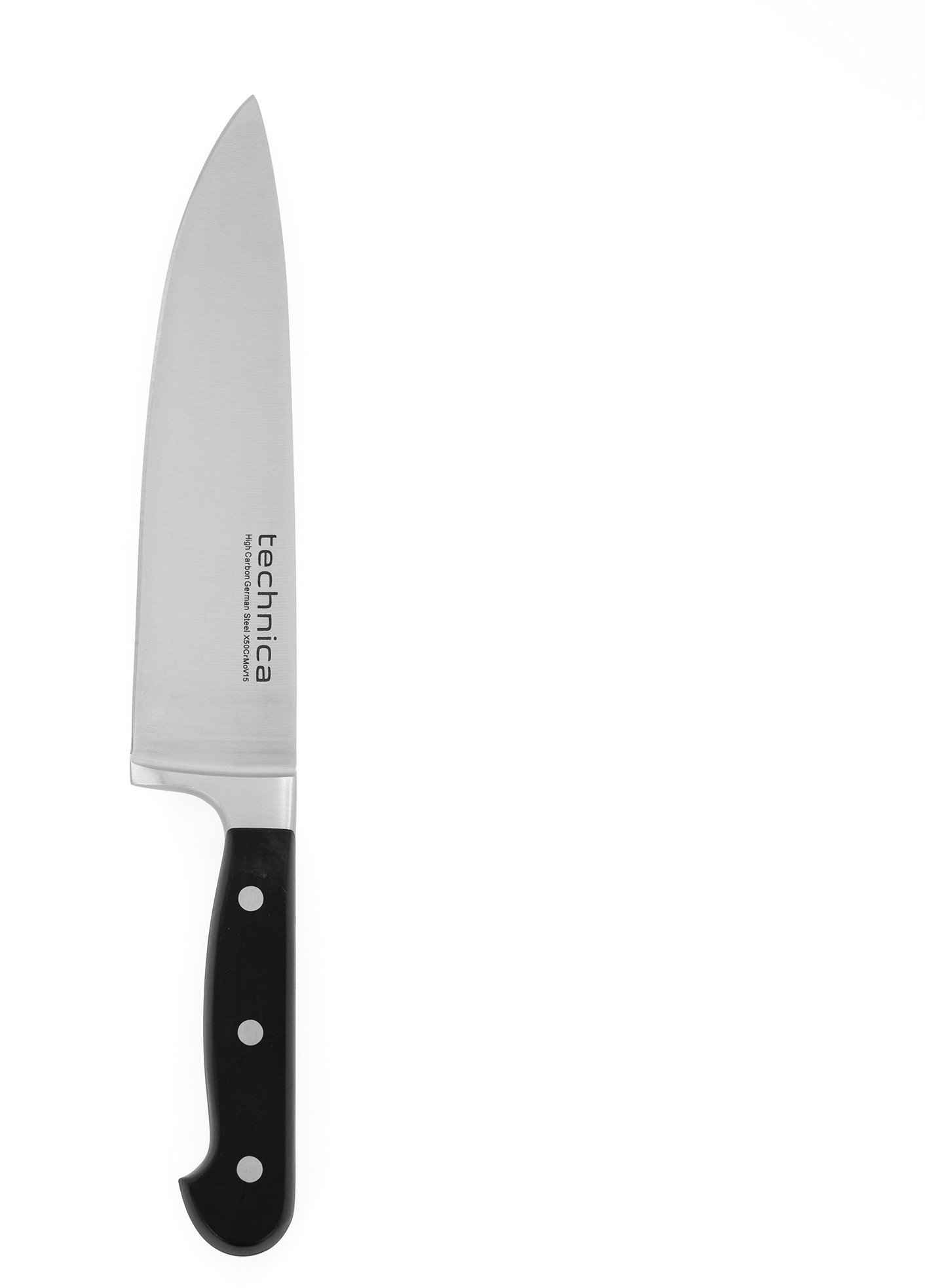 Nóż kucharski 340 mm, długość ostrza 205 mm, czarny | TECHNICA, Gold Line