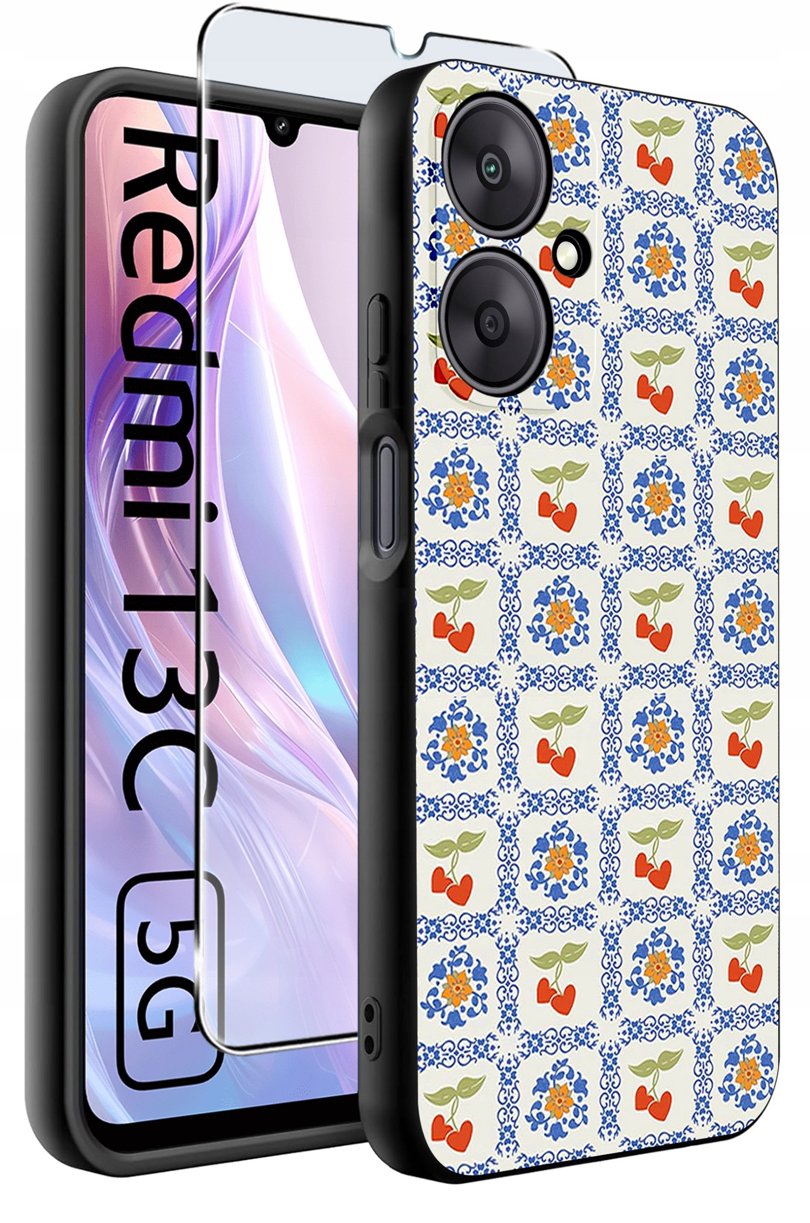 ETUI do Xiaomi Redmi 13C 5G WZORY |SILIKONOWE MATT CASE +SZKŁO HARTOWANE 9H
