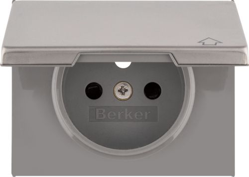 Hager Płytka czołowa gniazda z/u i pokrywą stal szlachetna nierdzewna (3965777104)