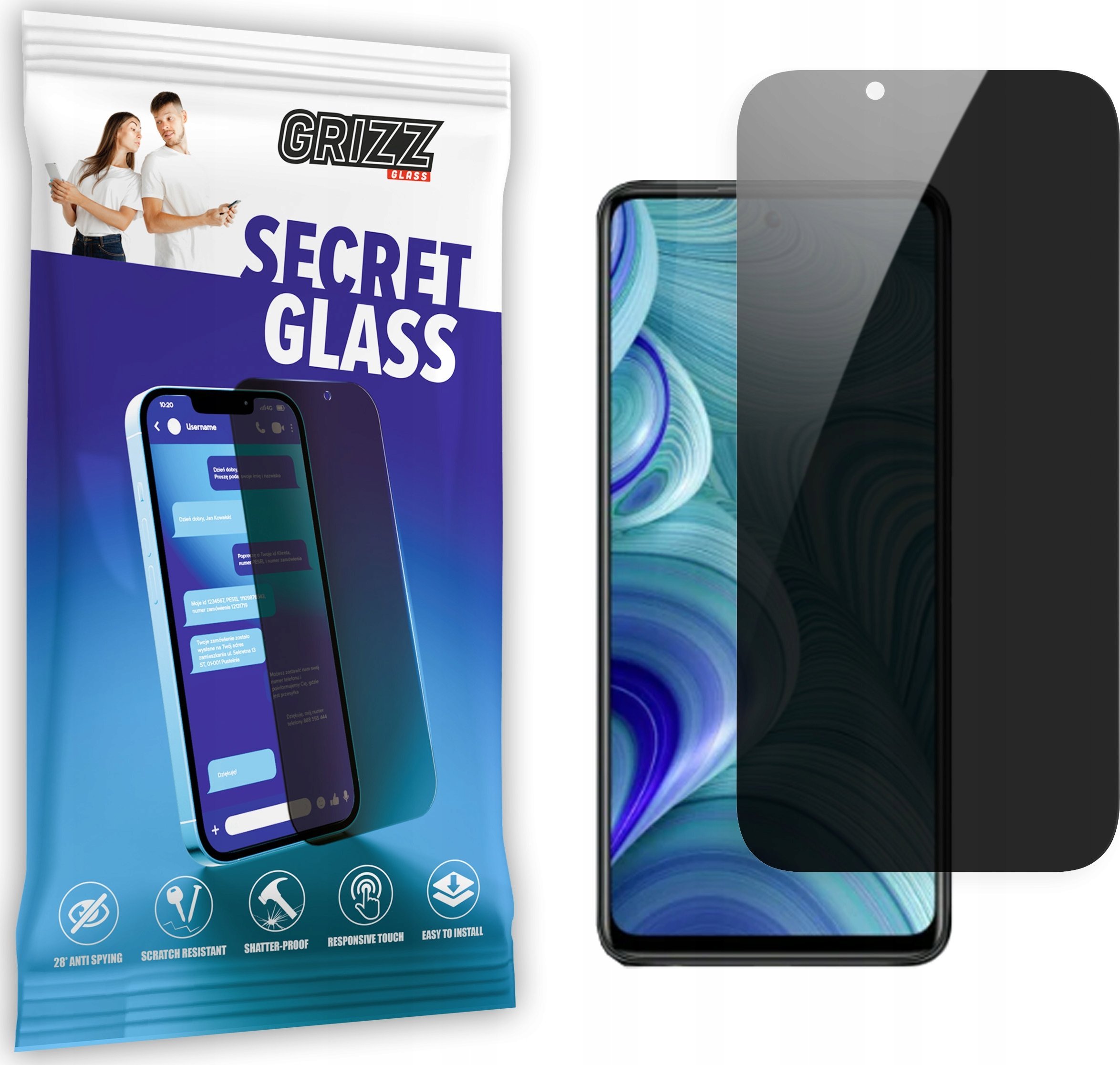 GrizzGlass Szkło prywatyzujące GrizzGlass SecretGlass do Infinix Hot 11s NFC