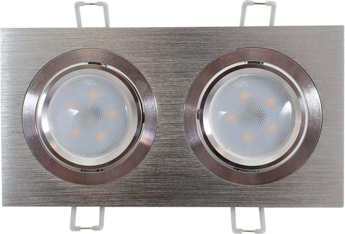 Abilite OPRAWKA+ŻARÓWKA PODWÓJNA SREBRNA KWADRAT ABILITE GU10 B.CIEPŁY kąt św. 120Â° 230V/9,6W (5901583547386)