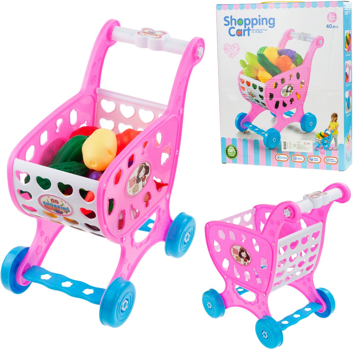 TG55704 WÓZEK SKLEPOWY Z AKCESORIAMI OWOCE WARZYWA KOSZYK