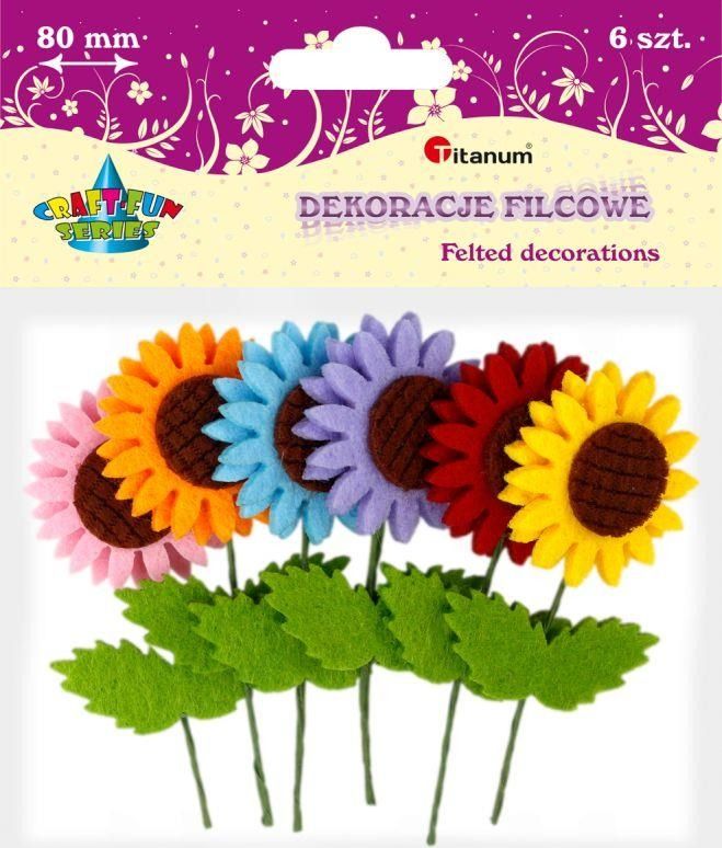 Titanum Słoneczniki 3D ozdoby filcowe 80mm, 6szt CRAFT-FUN