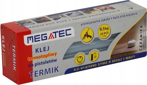 Wkłady klejowe Megatec do ceramiki 11 mm x 200 mm niebieskie 1 kg Termik (K A12131 UN NIEBIESKI)