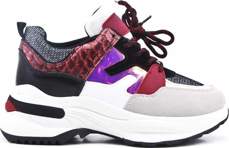 BELLO STAR Tenisówki sportowe na koturnie czerwone-38