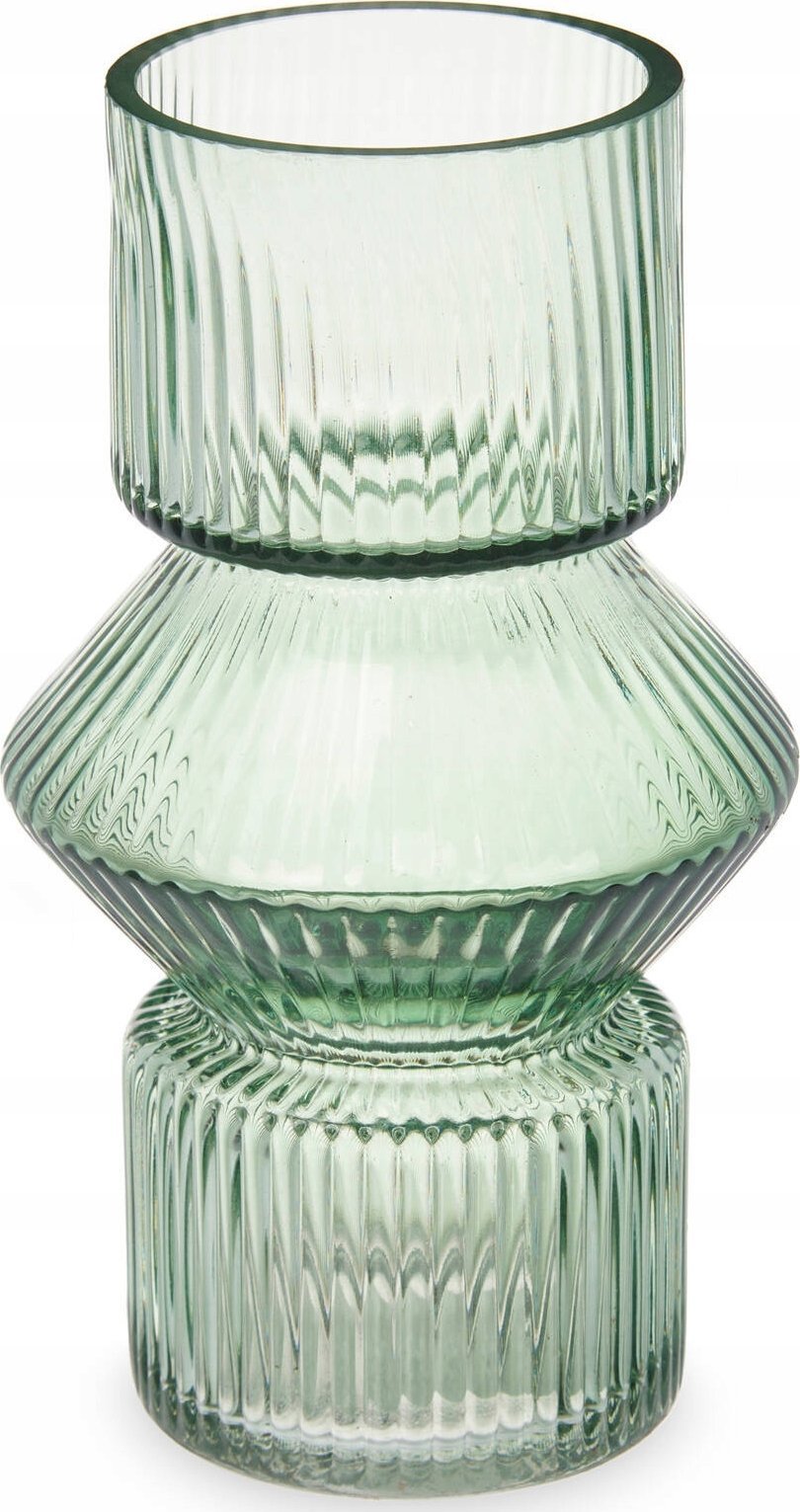 Gift Decor Szklany wazon ryflowane szkło, 9,5 x 16,5 cm