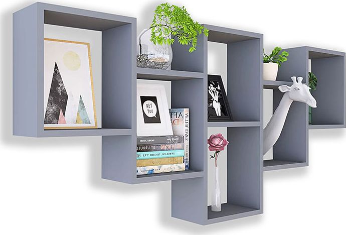 Elior Szara nowoczesna wisząca półka na książki - Amela