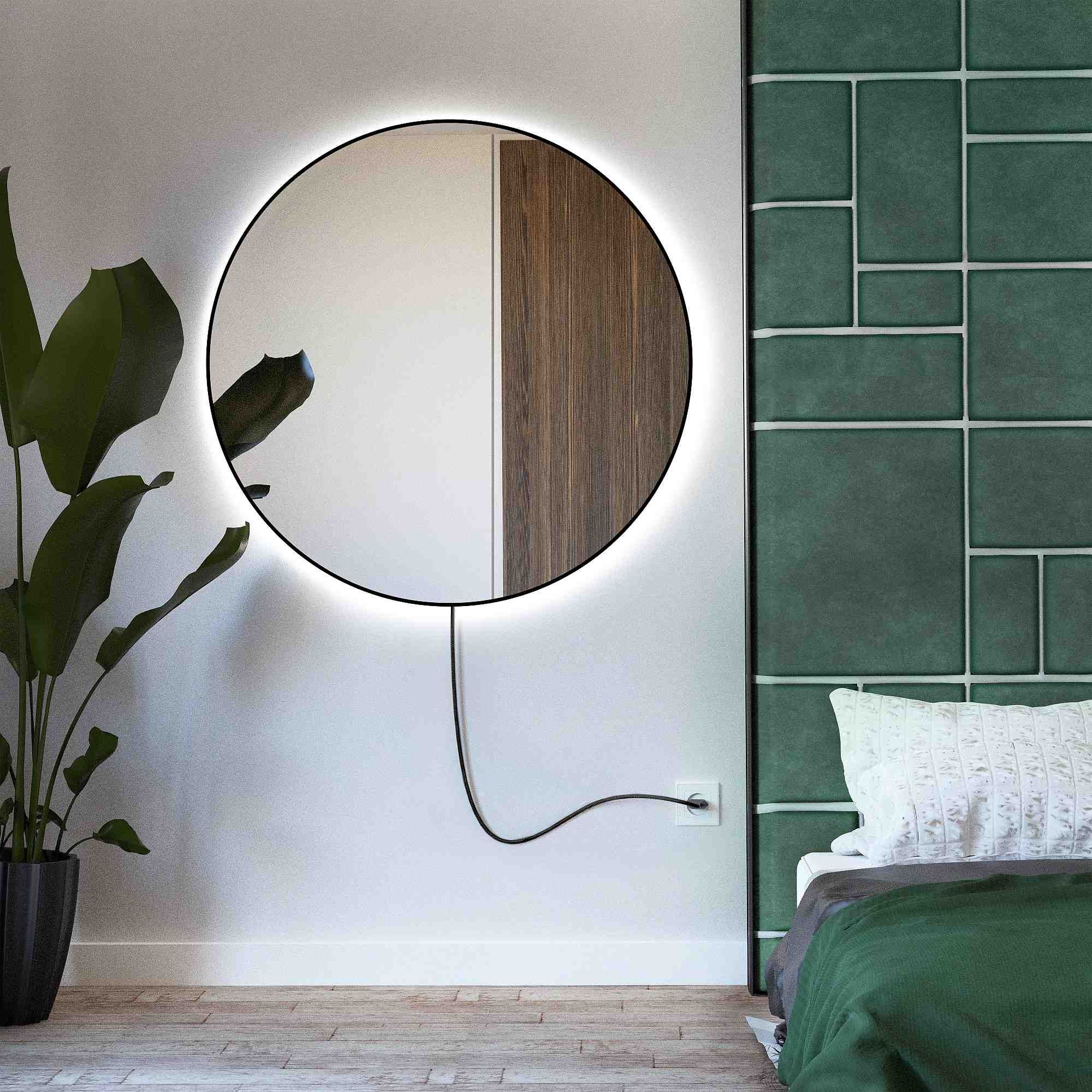 Baltica Design Lustro okrągłe BRIGHT ELECTRA podświetlane LED Premium Czarne