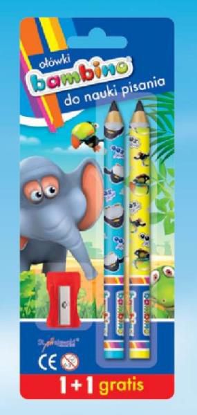 St. Majewski Ołówki do nauki pisania Bambino 1+1 + temperówka (5903235001918)
