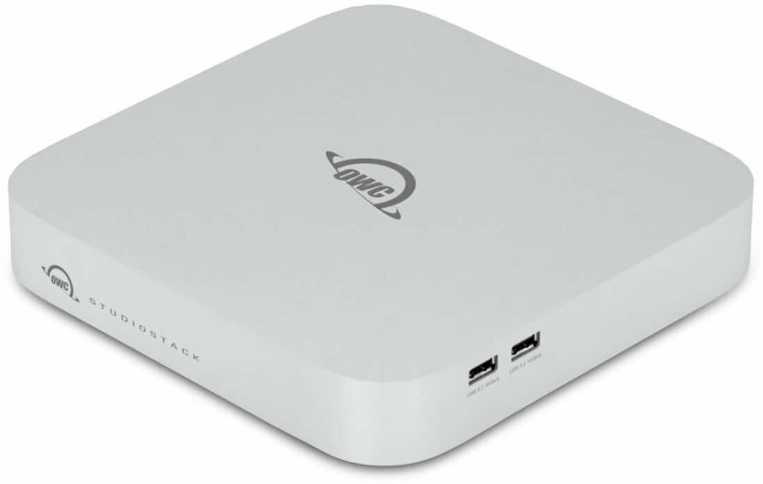 OWC StudioStack Thunderbolt 5 hub z zatokami na dyski SSD NVMe M.2 i HDD/SSD SATA 3,5"
