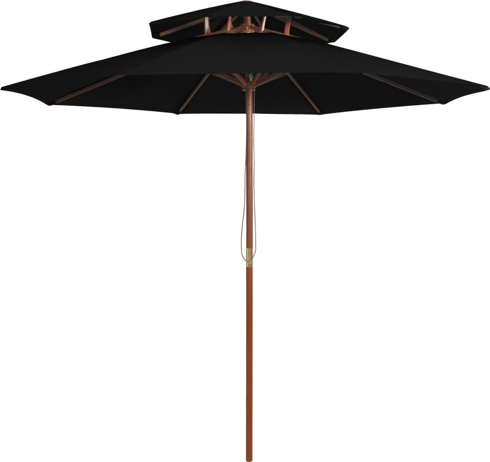vidaXL Parasol ogrodowy z dwupoziomową czaszą czarny 270 cm