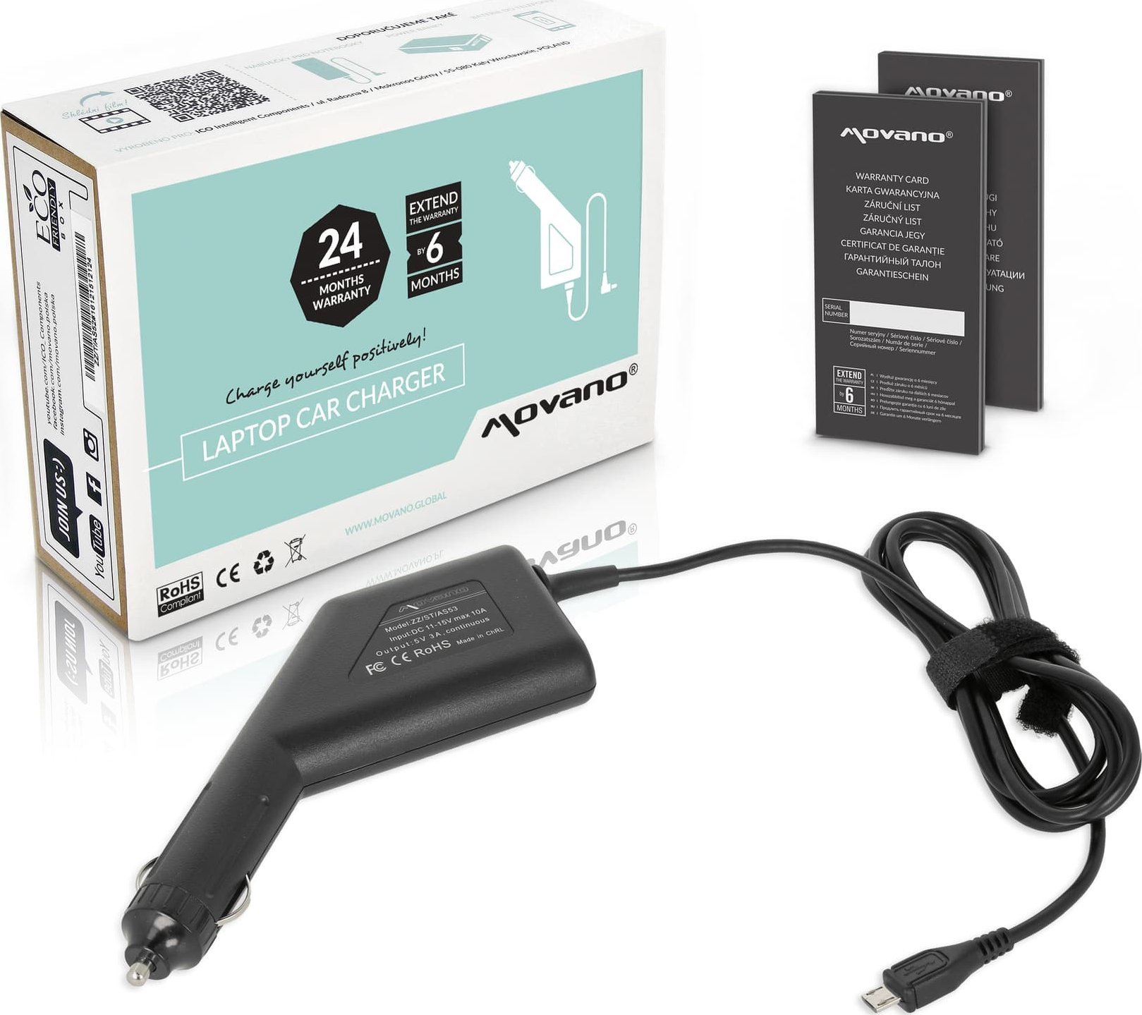 Ładowarka Movano Zasilacz samochodowy Movano 5v 3a (microUSB) 15W, T100TA do Tablet Asus