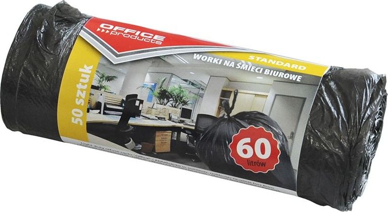 Office Products Worki na śmieci biurowe OFFICE PRODUCTS, standard (HDPE), 60l, 50szt., czarne
