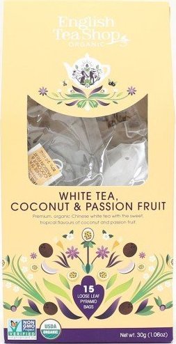 English Tea Shop HERBATA BIAŁA - KOKOS - MARAKUJA BIO PIRAMIDKI (15 x 2 g) 30 g - ENGLISH TEA SHOP