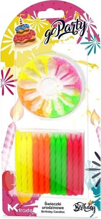 Świeczki urodzinowe neon spiralne 6,5cm 24szt