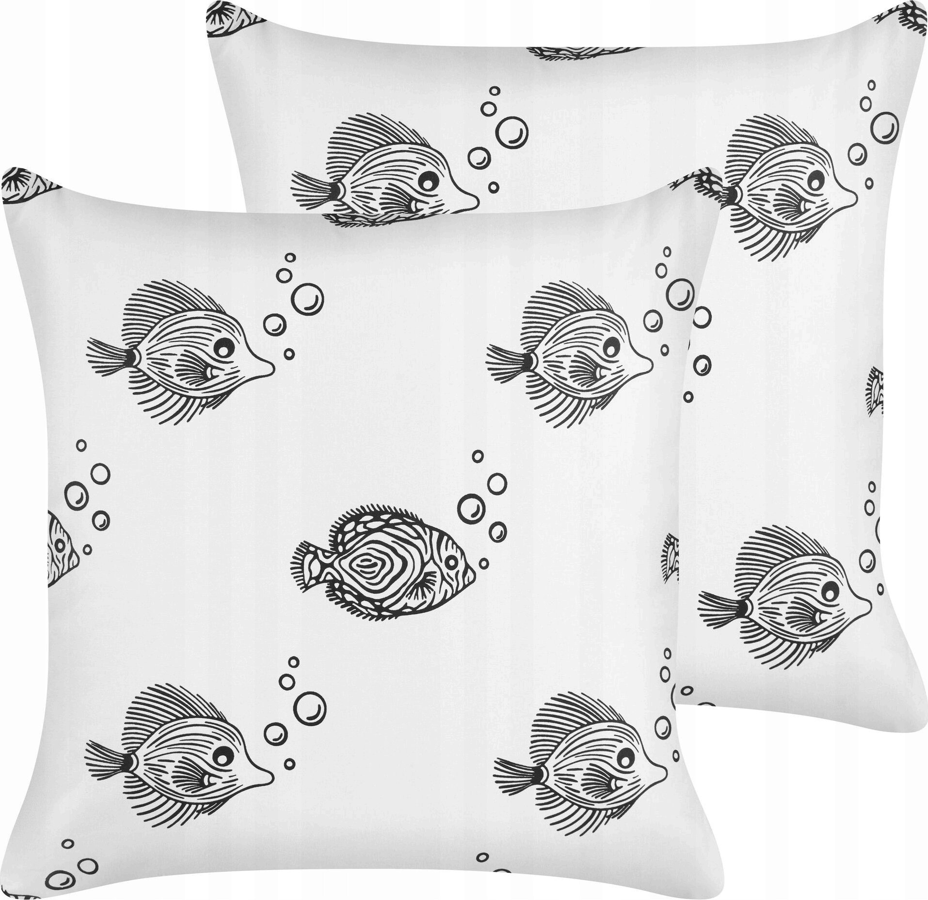 Beliani 2 bawełniane poduszki dekoracyjne dla dzieci w rybki 45 x 45 cm białe TWEEDIA