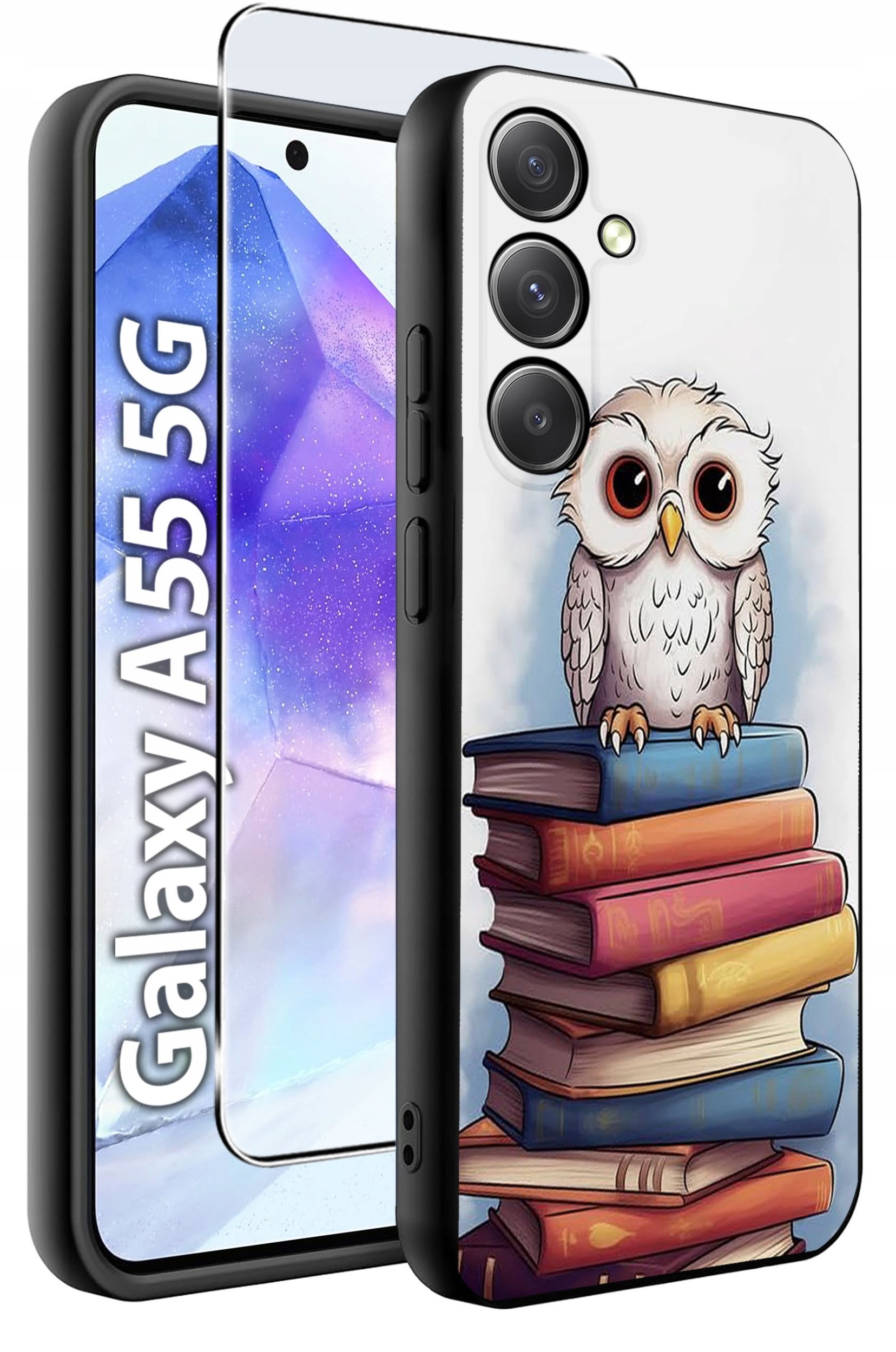 ETUI do Samsung A55 5G WZORY | SILIKONOWE MATT CASE + SZKŁO HARTOWANE 9H