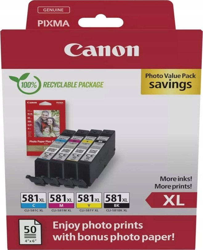 Tusz Canon CANON CLI-581XL Ink Cartridge BK/C/M/Y PHOTO