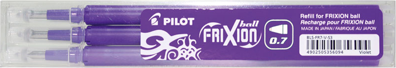 Pilot WKLAD DO WYMAZYWALNEGO PIORA FRIXION FIOLETOWY OPAKOWANIE 3 SZT (BLS FR7 V)